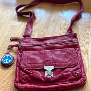 Vintage Roots Red Leather Crossbody Handbag